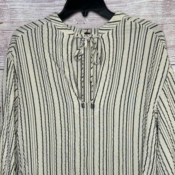 Free People Ivory Rhythm of the Night Striped Long Sleeve Top Size XS - Picture 10 of 11